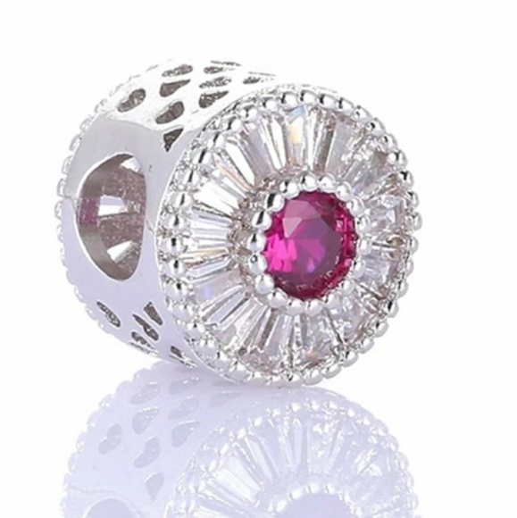 Jewelry - Micro pave glass large hole charm bead.